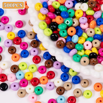 500PCS 8mm Acrylic Lentil Beads, White Abacus Beads Loose Beads for Crafts, Acrylic Spacer Beads for Jewelry Bracelet Necklace Making, Beads for Pens Charms Crafts, Small