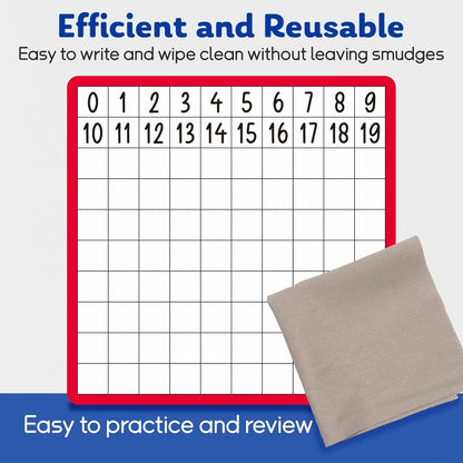 12 Pcs Dry Erase Math Hundreds Chart, Double Sided Number Cards 1-100 Number Chart, Teacher Classroom Must Haves Writable and Erasable Numbers 1-100 Chart Board Card Home Classroom Supplies