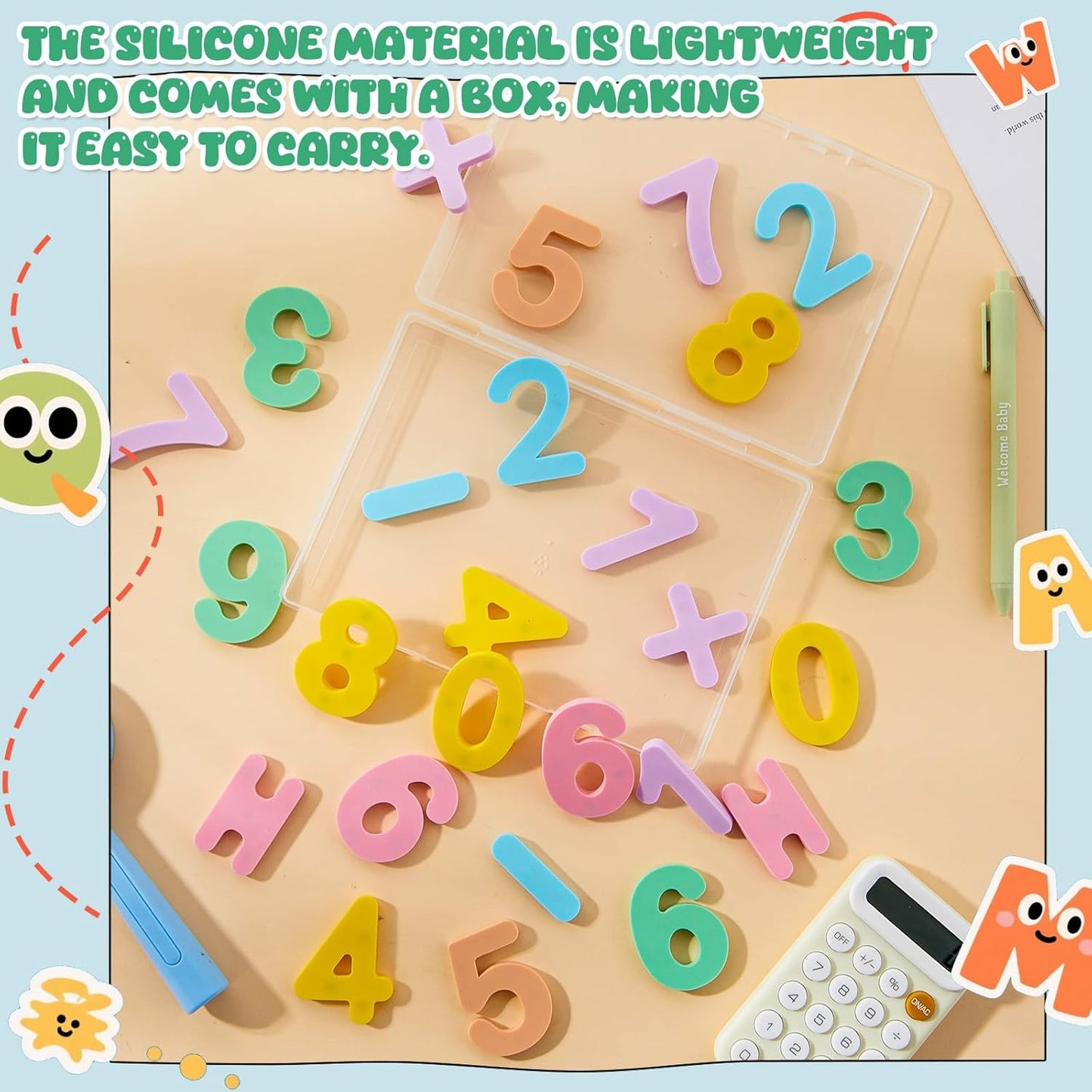 VioraWhite 26 Pcs Food Grade Silicone Magnet (Sealed Magnet, Cpc Certified) Magnetic Toddler Fridge Bulk ABC Educational Learning Toy for Kid Baby Girl Boy Gift(Greenery Color,Letter)