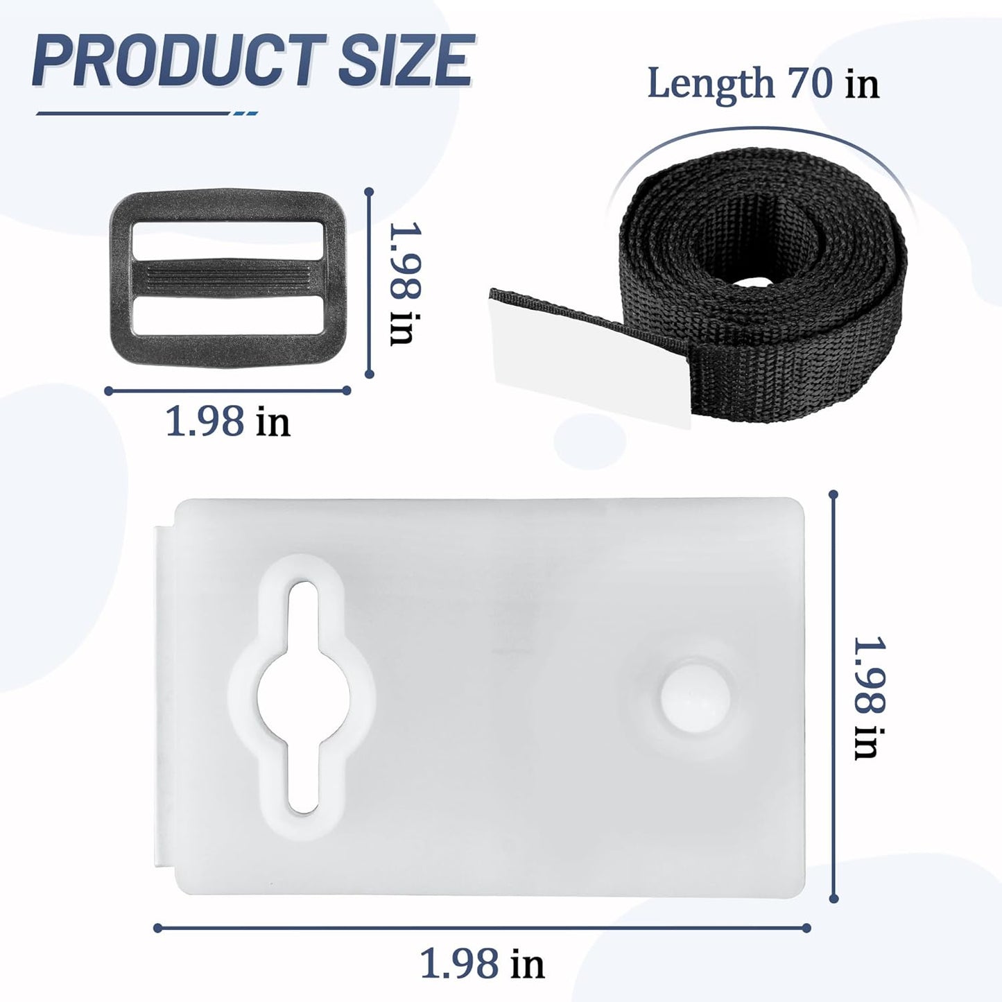 Solar Cover Reel Attachment Kit, Pool Cover Reel Straps and Clips for Inground Swimming Pool - Including 12 Cord Plates, 8 Adhesive Nylon Straps & Tabs, 8 Buckles