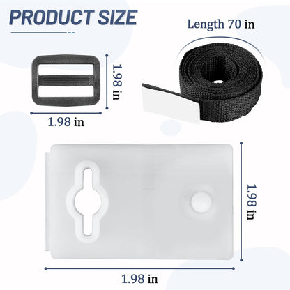 Solar Cover Reel Attachment Kit, Pool Cover Reel Straps and Clips for Inground Swimming Pool - Including 12 Cord Plates, 8 Adhesive Nylon Straps & Tabs, 8 Buckles