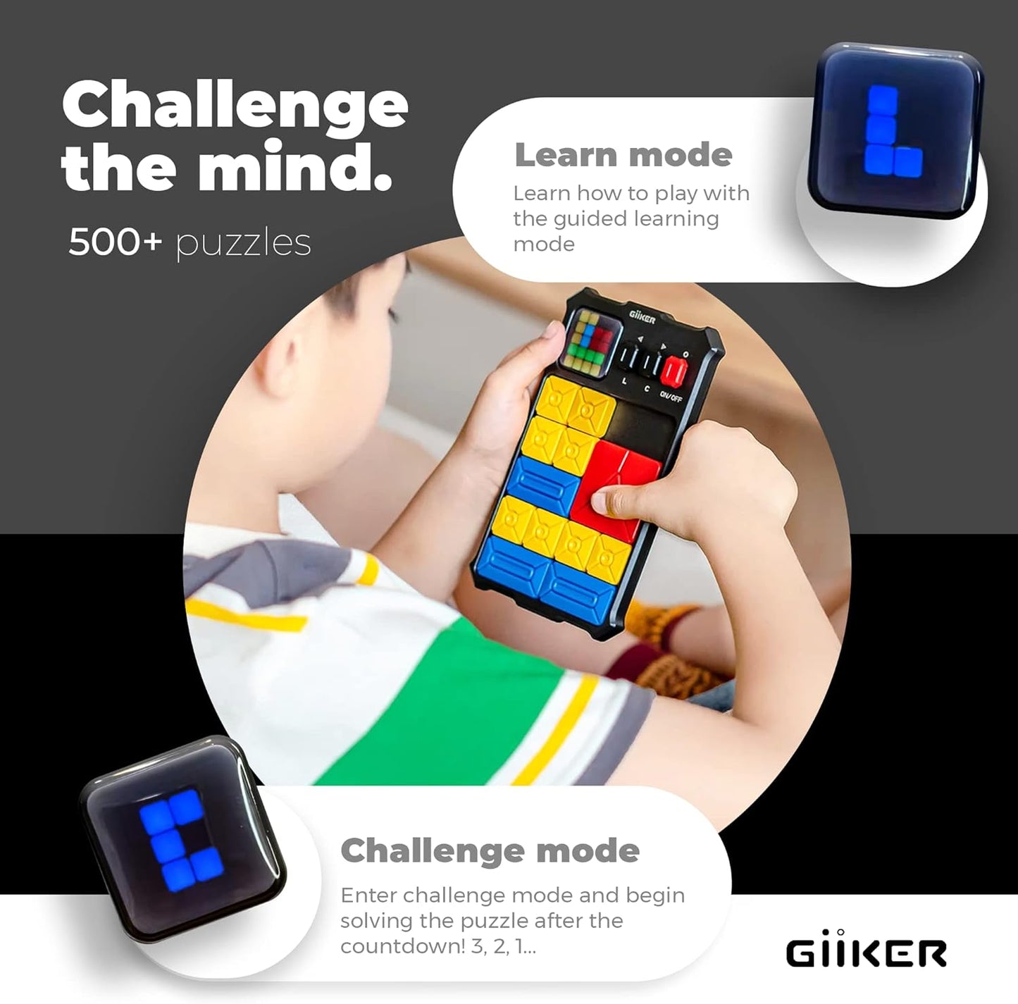 GiiKER Super Slide Puzzle Games, Original 500+ Challenges Brain Teaser Puzzle, Toys for Kids Teens, Travel Games Birthday Stocking Stuffers for Boys Girls, Activities for Road Trips