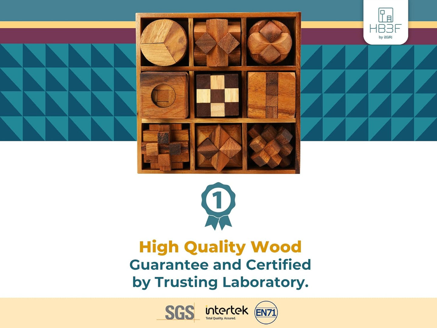 BSIRI 16 in 1 Wooden Brain Teaser Puzzles for Adults and Teens or Kids Interlocking 3D Mini Wood Mind Games Hand Puzzle Teasers Set Toys Coffee Table Games Gift
