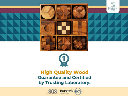 BSIRI 16 in 1 Wooden Brain Teaser Puzzles for Adults and Teens or Kids Interlocking 3D Mini Wood Mind Games Hand Puzzle Teasers Set Toys Coffee Table Games Gift