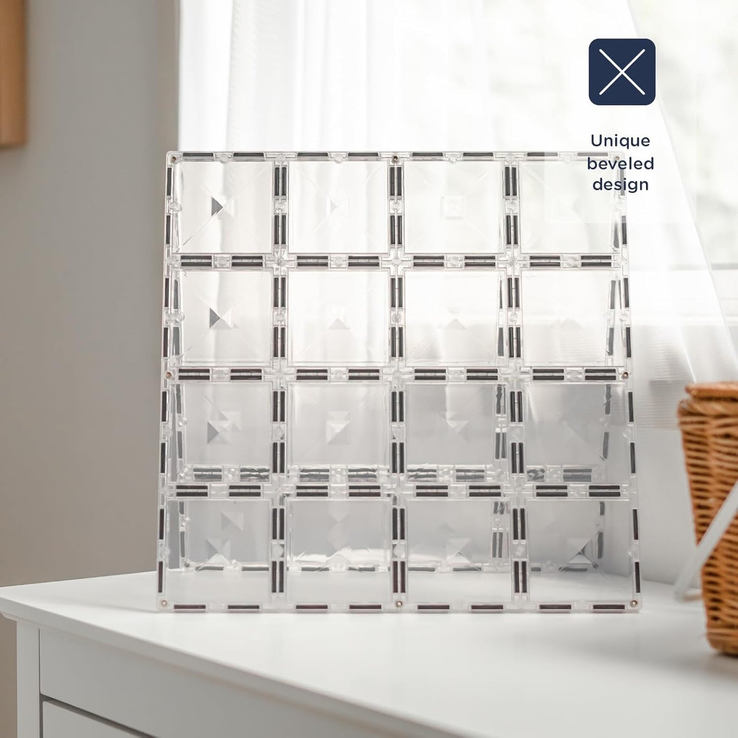 CONNETIX Magnetic Tiles Clear Base Plate Pack, 2 Pieces