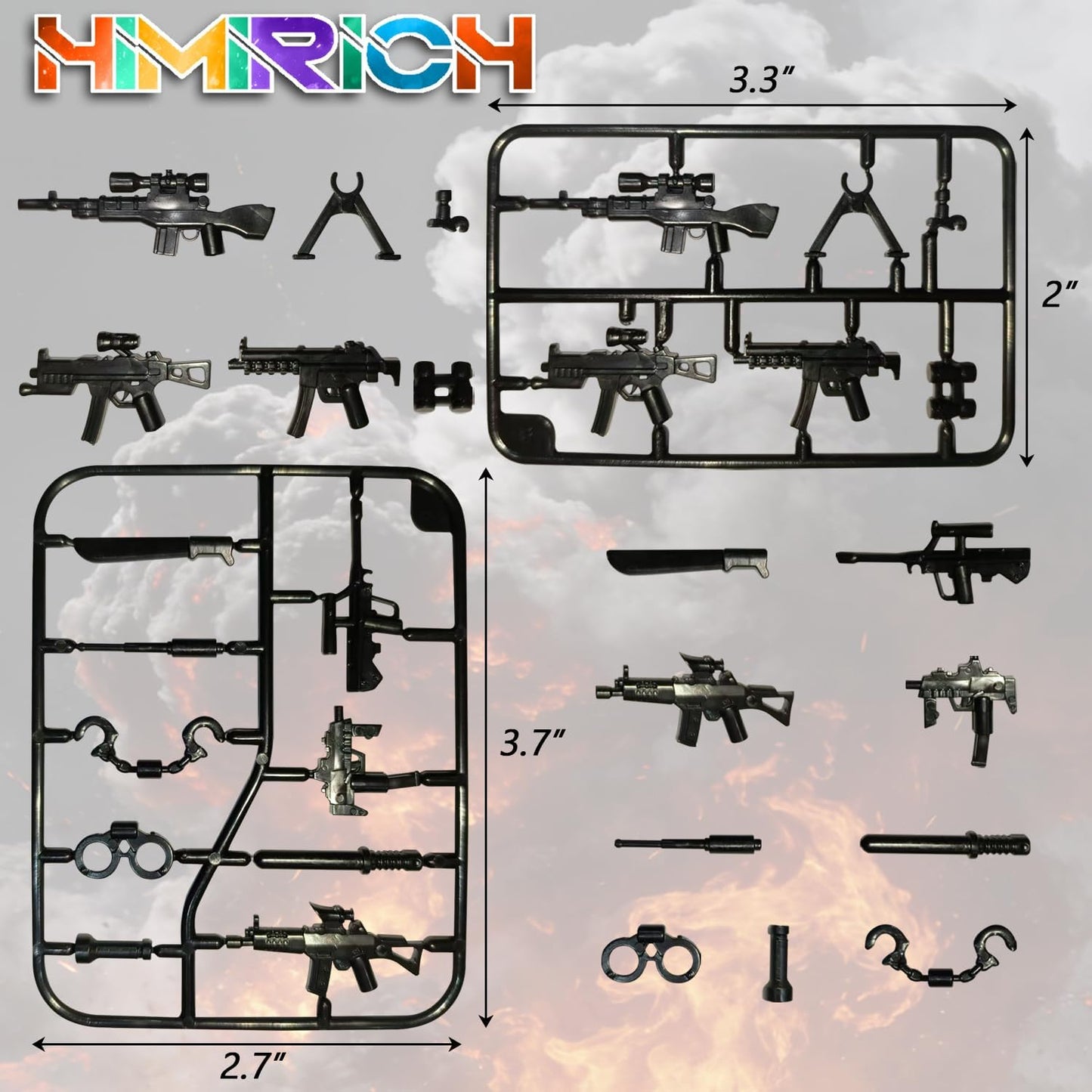 Weapons Pack Military Toy Set Building Blocks Model for Soldier Figures, Army Equipment Gear Kit Pieces and Parts Accessories Compatible with Major Brand