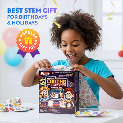Playz My First Coding & Computer Science Kit - Learn About Binary Codes, Encryption, Algorithms & Pixelation Through Fun Puzzling Activities Without Using a Computer for Boys, Girls, Teenagers, Kids