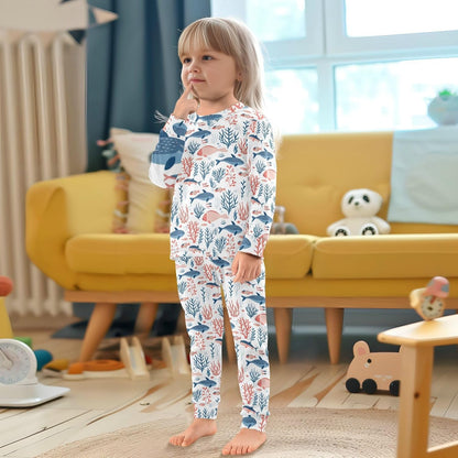 ALAZA Shark Starfish Palm Tree 2 Piece Pajama Set Long Sleeve Top and Pants Sleepwear Unisex - Colors B