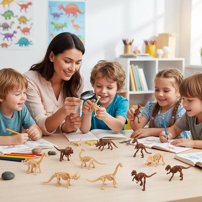30 PCS Dinosaur Fossil Skeletons, Assorted Dinosaur Skeleton Toys Figures for Science Play Dino Sand Dig Party Favor Decorations (Dino skeletonD)
