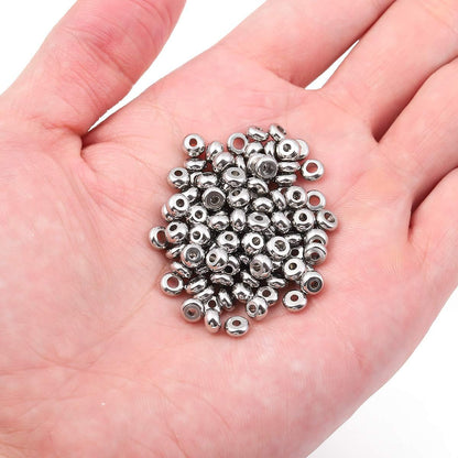 BEADIA Stainless Steel Spacer Beads 3x2.5mm Round Loose Charm Caps Beads for DIY Jewelry Making 100pcs with 1mm Hole