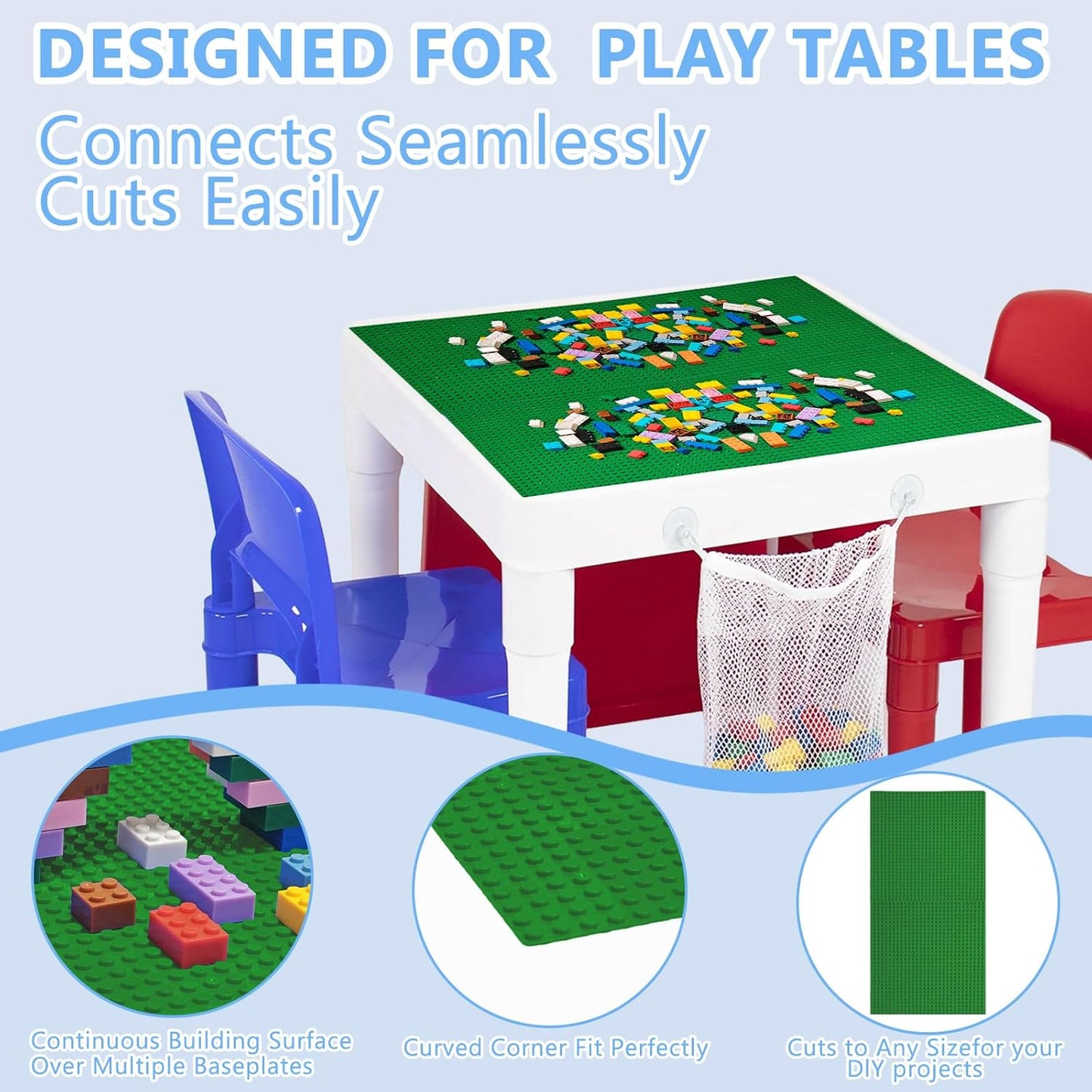 10"x10" Pack of 6 Classic Building Baseplates,Building Toy Base Boards to Build On, Brick Toy Builders Mat Compatiable with All Major Brands and Activity Table-Base plate for DIY Play (Gray)