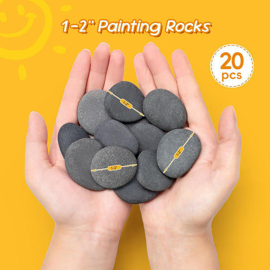 Simetufy 15 Pcs Rocks for Painting, River Rocks to Paint, 2"-3" Flat Painting Rocks, Smooth Rocks for Crafts, Natural Stones for DIY, Kindness Rocks Garden Decoration