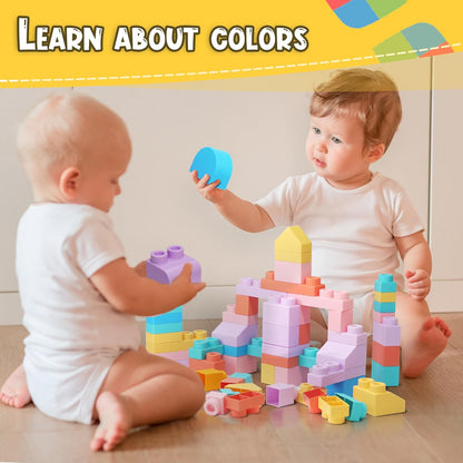 78 Pcs Top STEM Soft Building Block Sets for Kids Aged 18 months to 6 years.Mega Blocks for Baby.Large Construction Stacking Block Toys for Toddler to Improve Imagination、Creativity、Hands-on Ability