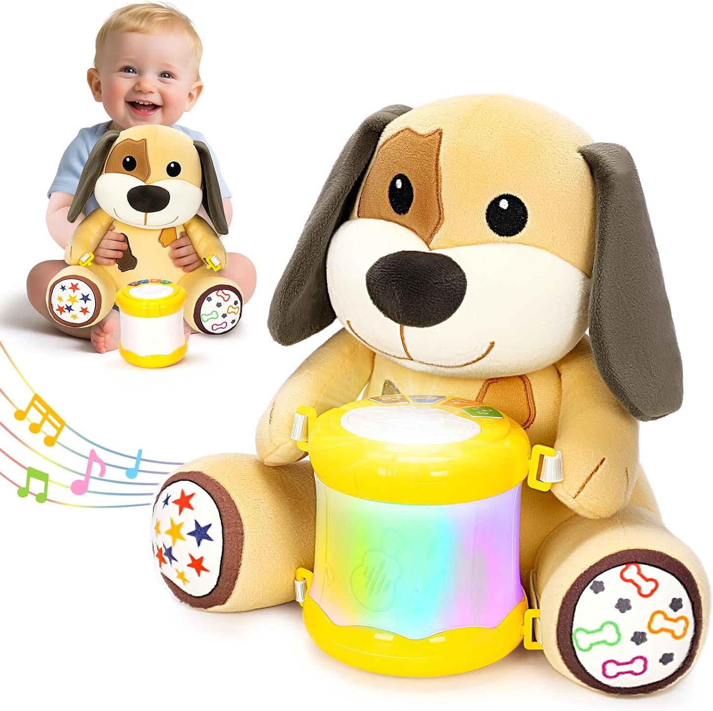 Hodurgyi Baby Toys 6-12 Months, Bear Musical Plush with Lights,ABCs,Animal Sounds, Numbers, Infant Early Learning Toy, Christmas Birthday Gifts for 6+ Month Boys &Girls