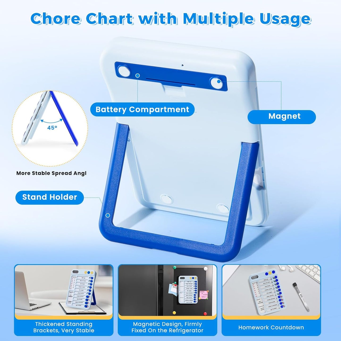 Magnetic Chore Chart for Kids, ADHD Tools for Kids to Do List Checklist Task Board Routine Chart Visual Schedule for Fridge with 10 Sliders and Magnetic Marker - White
