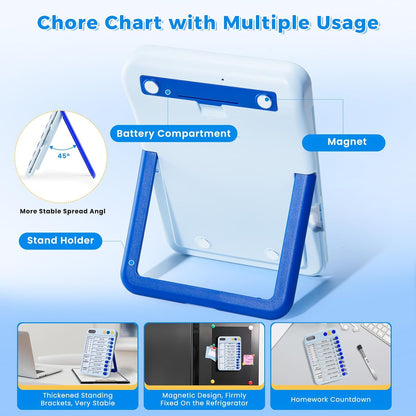 Magnetic Chore Chart for Kids, ADHD Tools for Kids to Do List Checklist Task Board Routine Chart Visual Schedule for Fridge with 10 Sliders and Magnetic Marker - White
