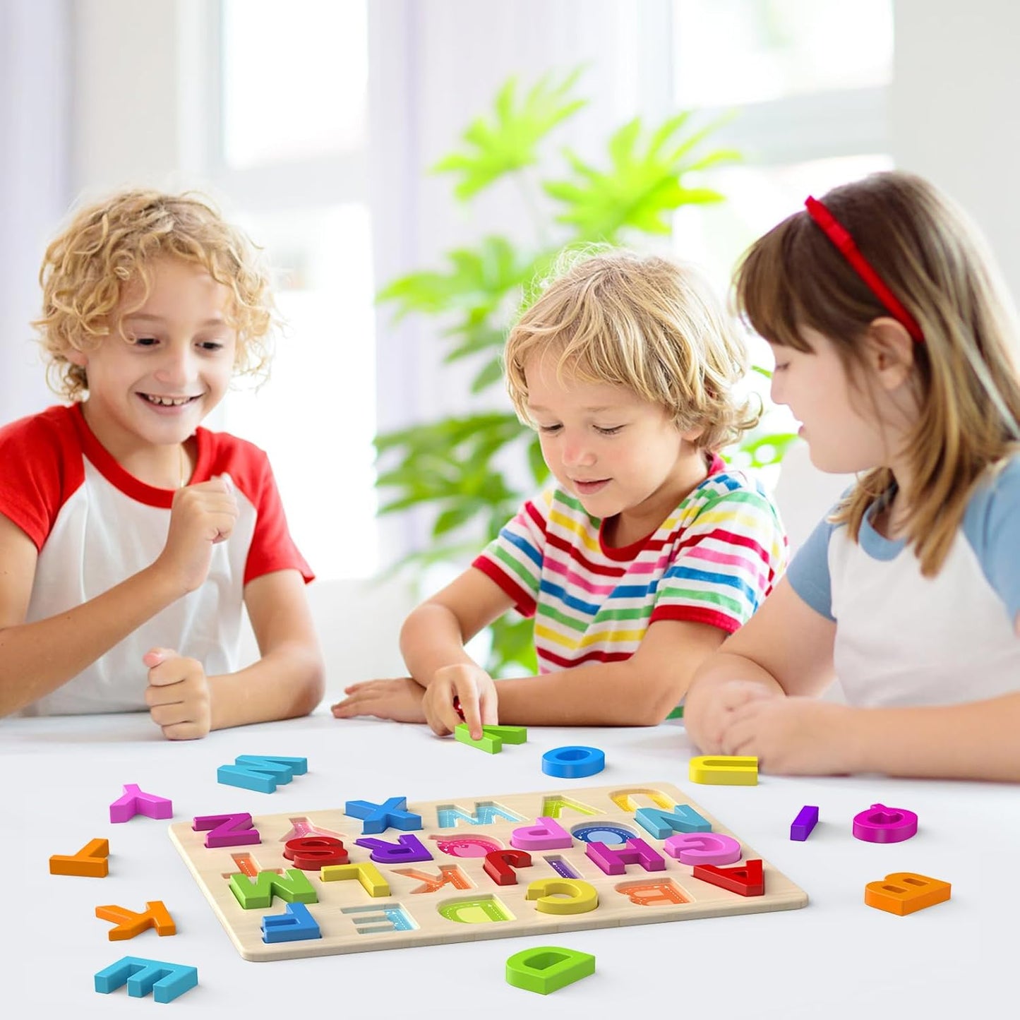 Zeoddler Alphabet Puzzles, ABC Preschool Learning Toys, Wooden Toys for Toddlers, Alphabet Shape Puzzles for Kids, Gift for Girls Boys