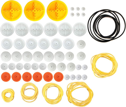 EUDAX 2mm Hole Plastic Belt Pulley Gears Combination Modulus Package Rubber Belts Band Plastic Model Accessories for DIY Robots Cars RC Toy Car Airplane