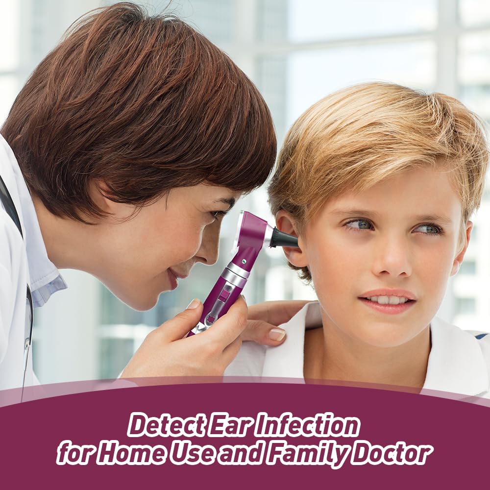 Scian Otoscope - Ear Scope with Light, Ear Infection Detector and Pocket Ear Checker Kit with 3X Magnify Lens, Suitable for Kids, Adults, Doctors, Pets(Pink)
