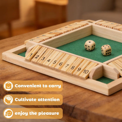 Shut The Box Game, 1-4 Players, Classic 8Dice Closed-Box, Improves Mathematical Skills, Suitable for Families, classrooms, and Gatherings (8.74 * 8.74 inches, Vibrant Colors)