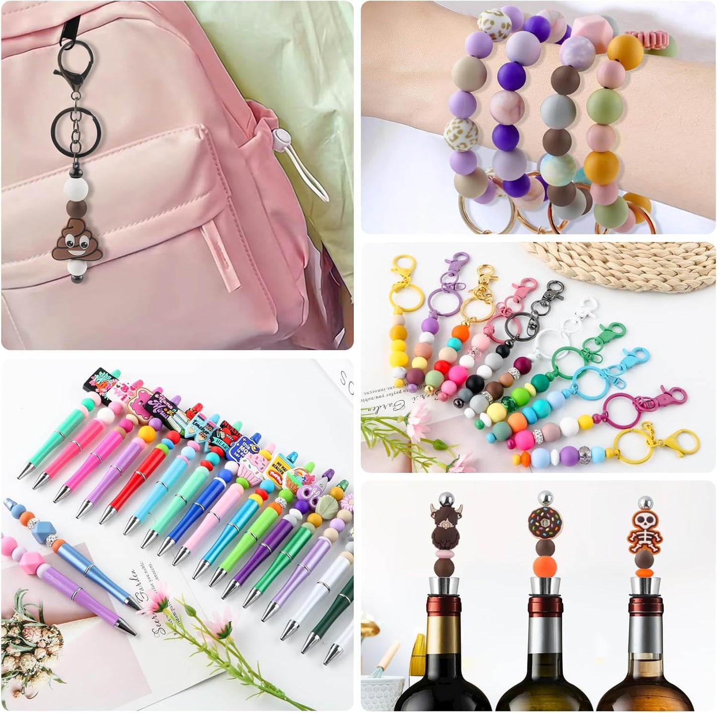 65Pcs 19mm Silicone Beads for Keychain Making Bracelet Necklace, Bulk Round Silicone Beads for Pens（Christmas Green） - Colors B