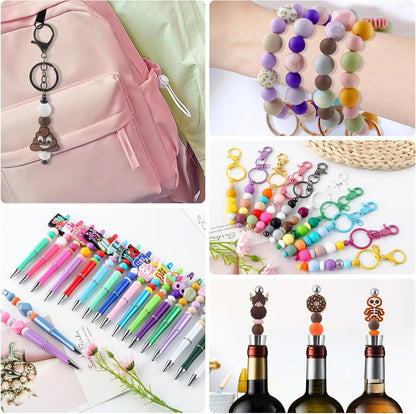 65Pcs 19mm Silicone Beads for Keychain Making Bracelet Necklace, Bulk Round Silicone Beads for Pens（Christmas Green） - Colors B