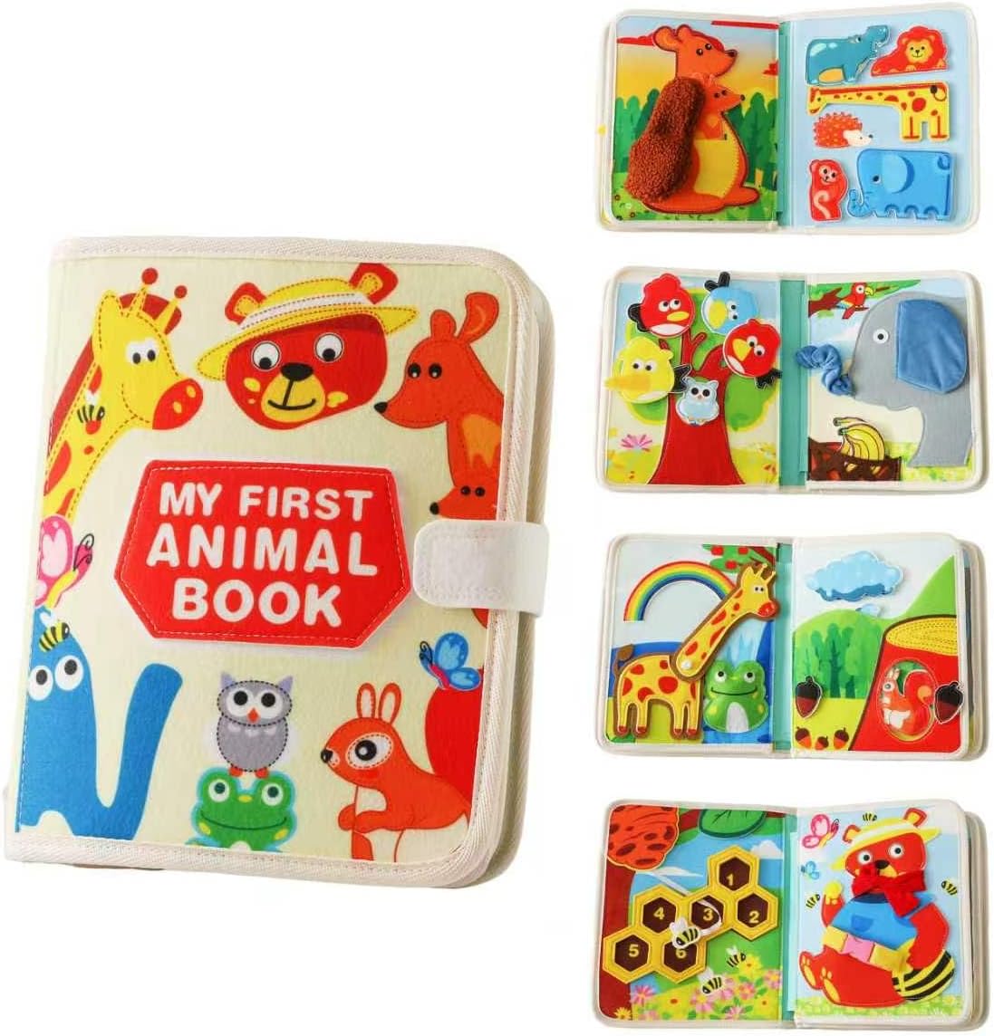 GOODMOM Busy Book for Toddlers Age 1-3 - Interactive Quiet Felt Activity Book, Travel Toys for Kids,Learning Toys, Fine Motor Skills, Color Shape Recognition,