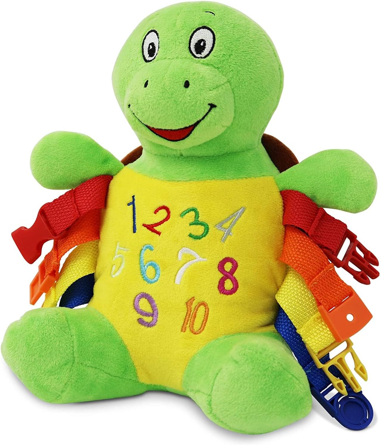 Buckle Toys - Belle Turtle - Learning Activity - Develop Motor Skills and Problem Solving - Counting and Color Recognition - Airplane Travel Essentials - Kids Stuffed Animal