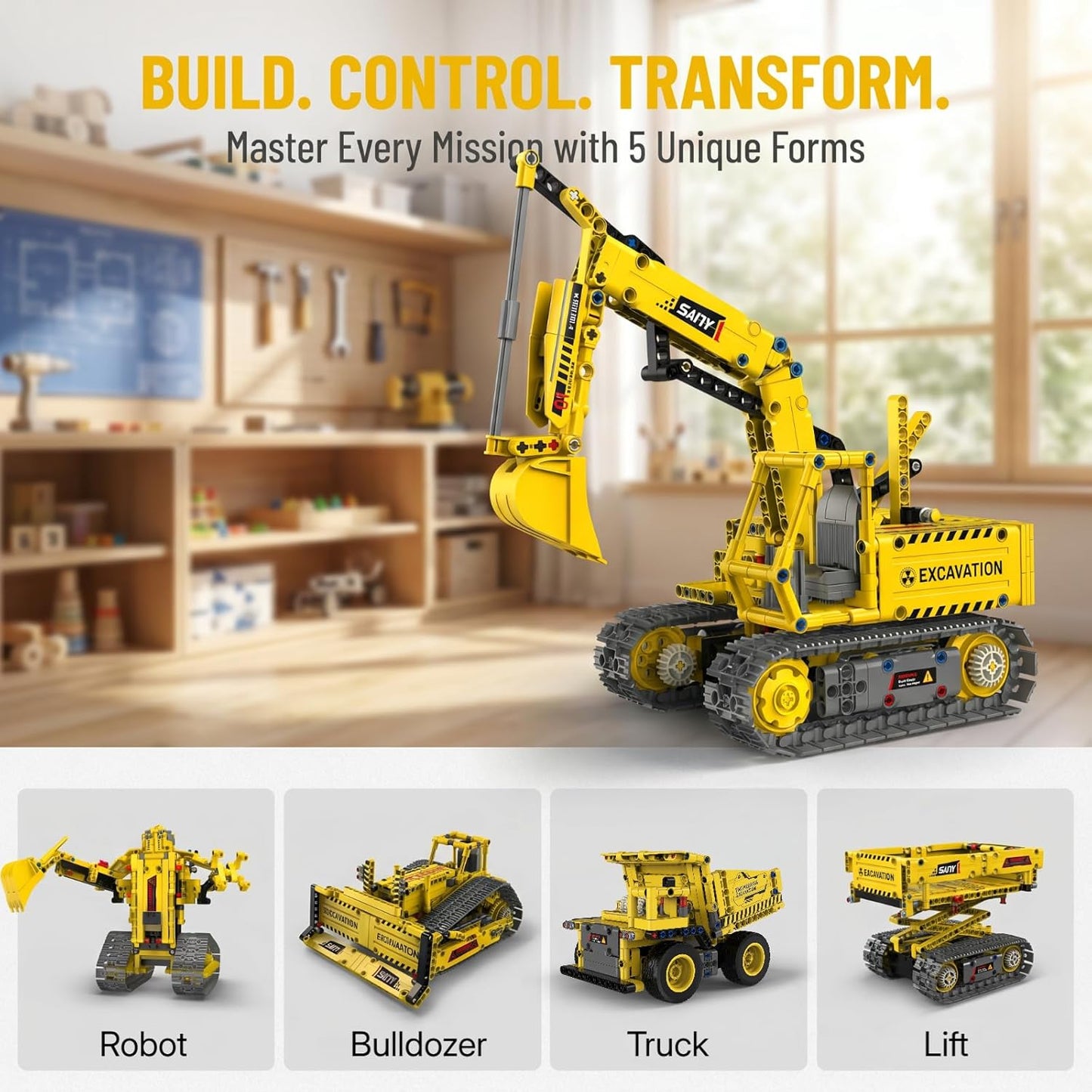 STEM Toys, App and Remote Control Excavator for Boys, Science Kit Robotics for Kids Ages 12-16, Educational RC Bulldozer Toy, STEM Kits for Kids Age 12-14, Construction Gift