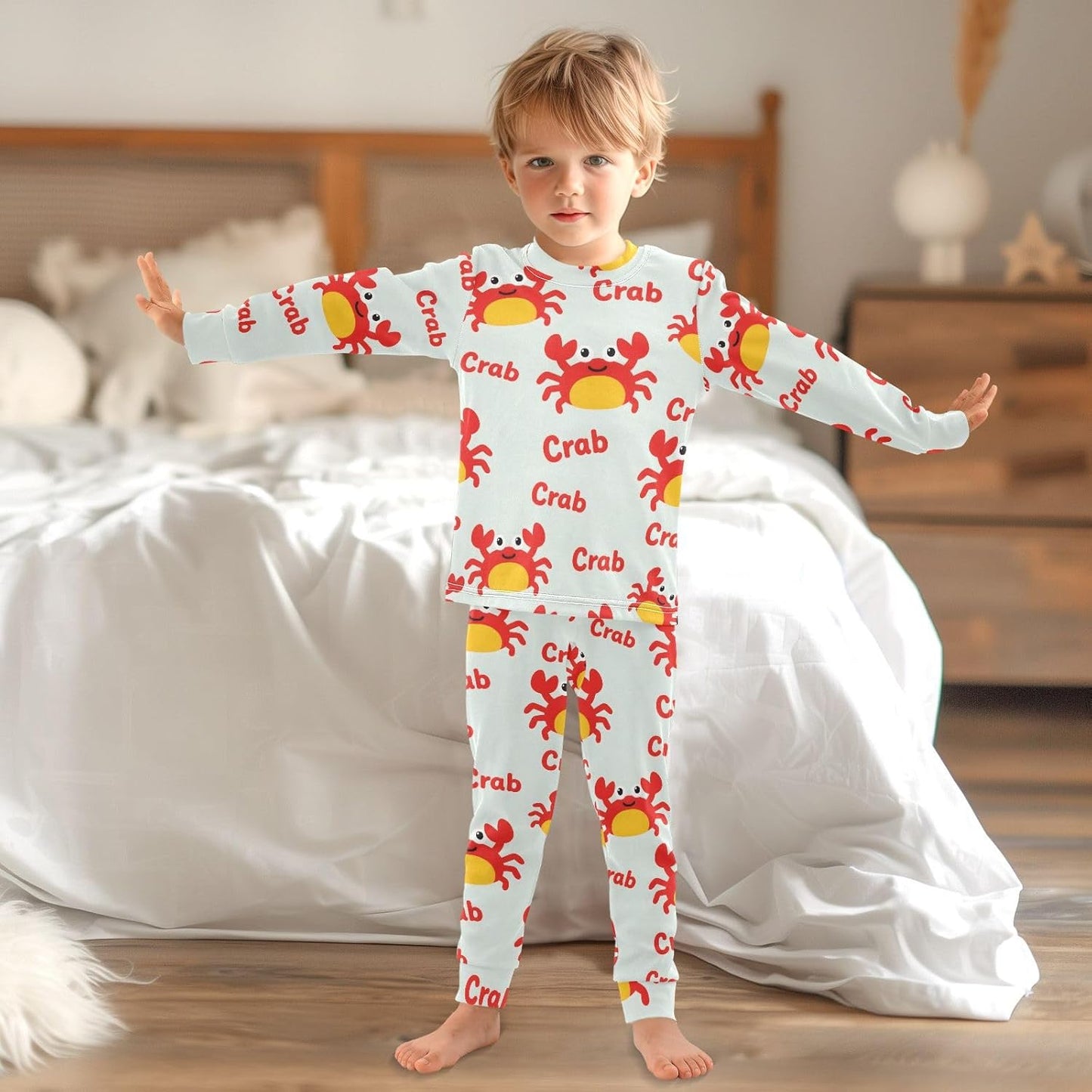 ALAZA Shark Starfish Palm Tree 2 Piece Pajama Set Long Sleeve Top and Pants Sleepwear Unisex - Colors A