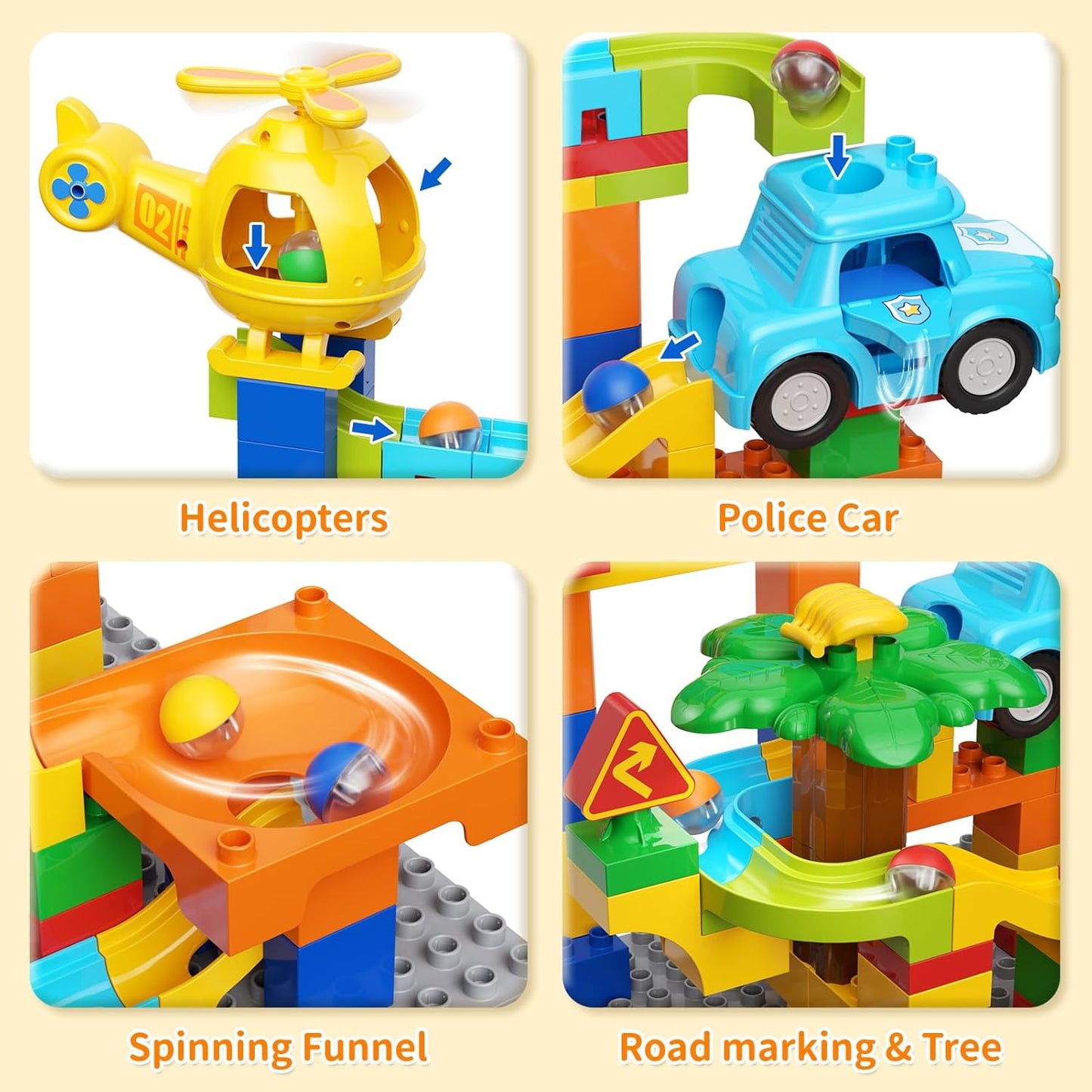 burgkidz Marble Runs for Kids 4-8, Educational Learning Marble Maze Toys Compatible with All Major Brands of Building Blocks STEM Toys for Kid Age 3 4 5 6 7 8+