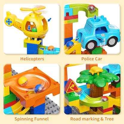 burgkidz Marble Runs for Kids 4-8, Educational Learning Marble Maze Toys Compatible with All Major Brands of Building Blocks STEM Toys for Kid Age 3 4 5 6 7 8+