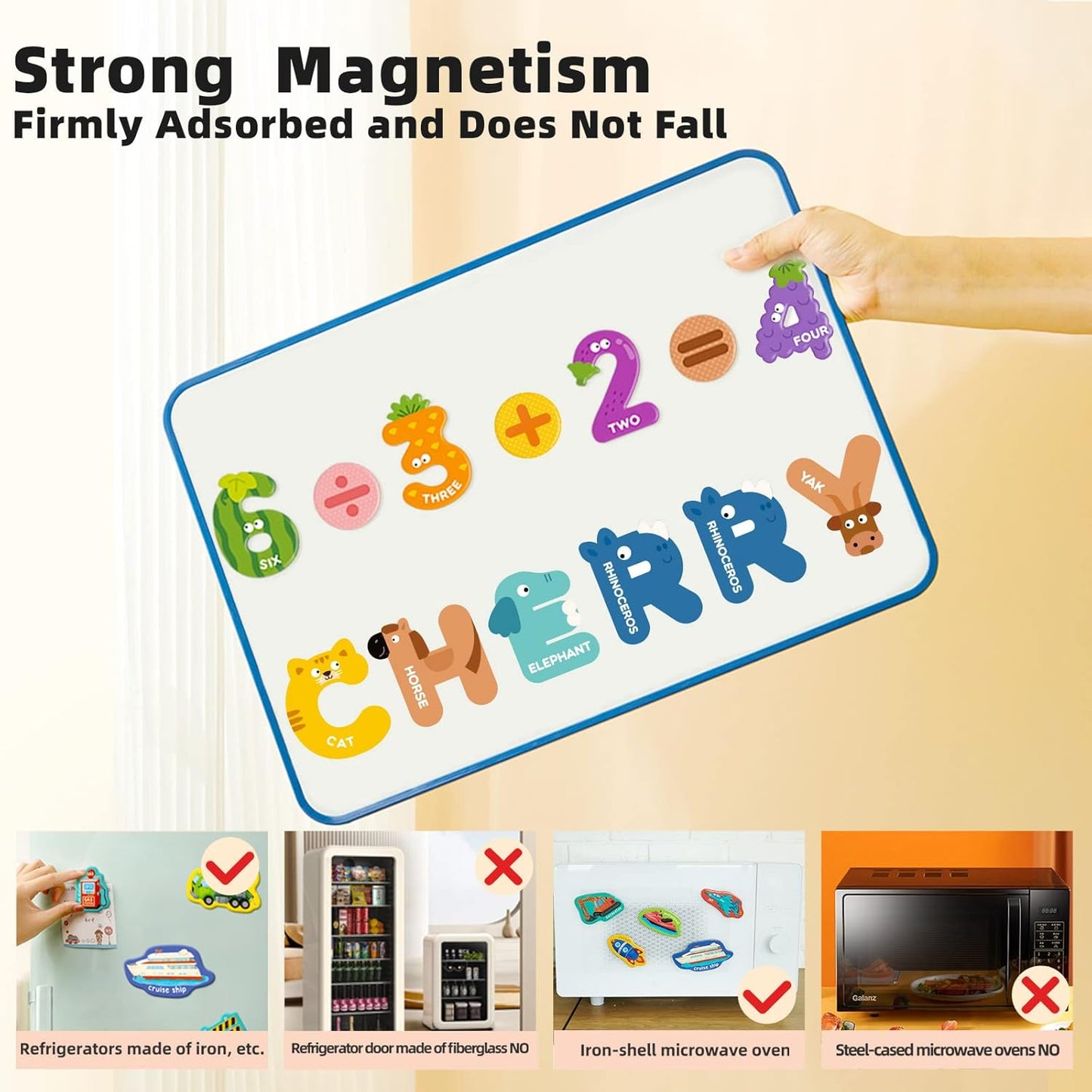 Mideer Large Magnetic Letters for Toddlers 1-3, 26 PCS Cute Animal Alphabet Magnets Fridge Toy Set - Colorful Uppercase ABC Learning Magnets, Educational Preschool Spelling Toys for Kids 3-5 Years