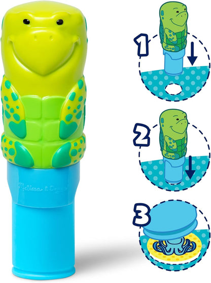 Melissa & Doug Sticker Wow!™ 24-Page Activity Pad and Sticker Stamper, 300 Stickers, Arts and Crafts Fidget Toy Collectible Character – Sea Turtle - for Kids Ages 3+ - FSC Certified