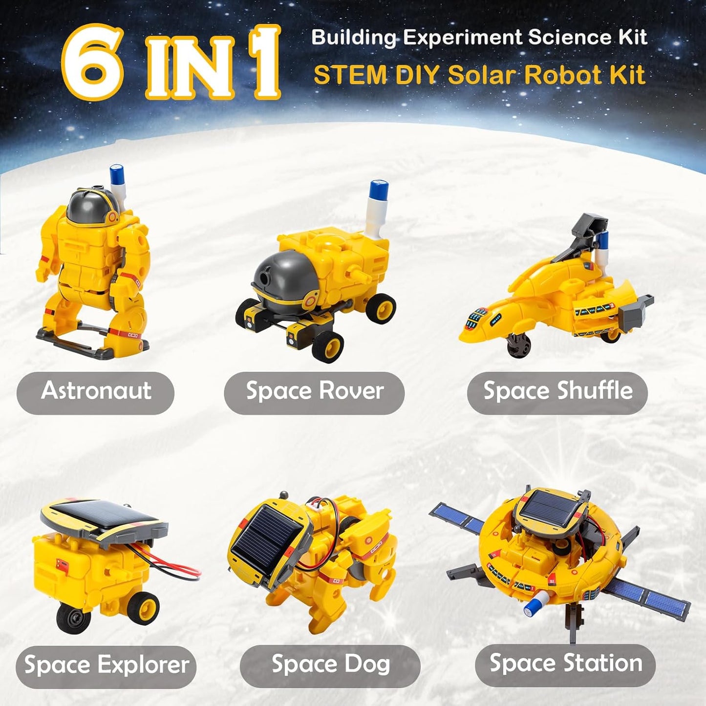 6-in-1 Solar Robot Building Kit for Boys Aged 8-13, Educational Robotic Toys for Kids, Science Kits STEM Toys Birthday Gifts for 8 9 10 11 12 Years Old Boys Girls Teens
