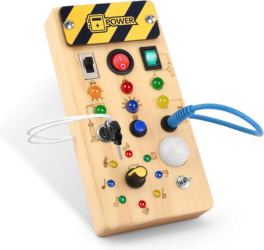 Sumsoltic Montessori Busy Board for 1-3 Toddlers | LED Light, Sensory Learning Toy