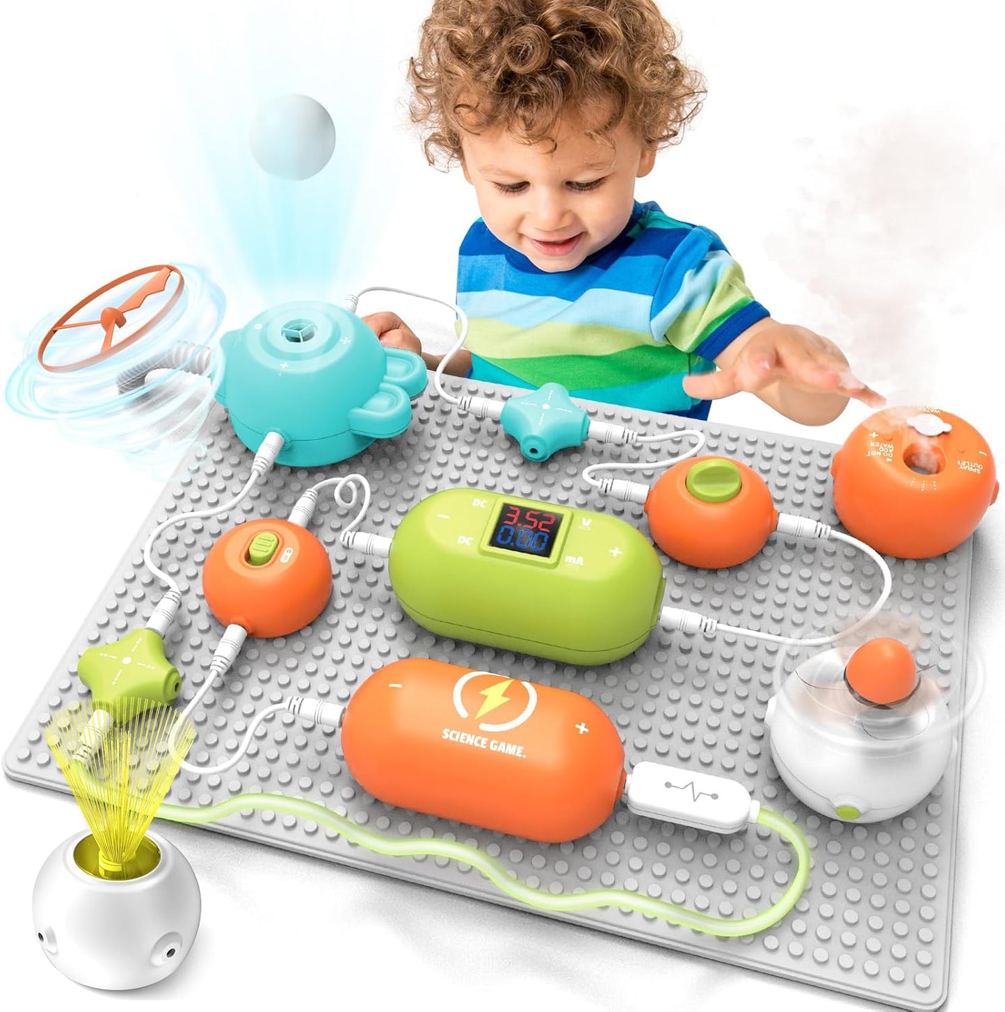 Electronic Circuit Building Blocks STEM Toy, 31PCS Modules with Fan, RGB Light & Vacuum Device, 118 DIY Projects, No Welding Tool-Free Science Kit, Gift for Kids Boys Girls 3-12