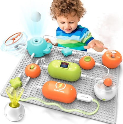 Electronic Circuit Building Blocks STEM Toy, 31PCS Modules with Fan, RGB Light & Vacuum Device, 118 DIY Projects, No Welding Tool-Free Science Kit, Gift for Kids Boys Girls 3-12