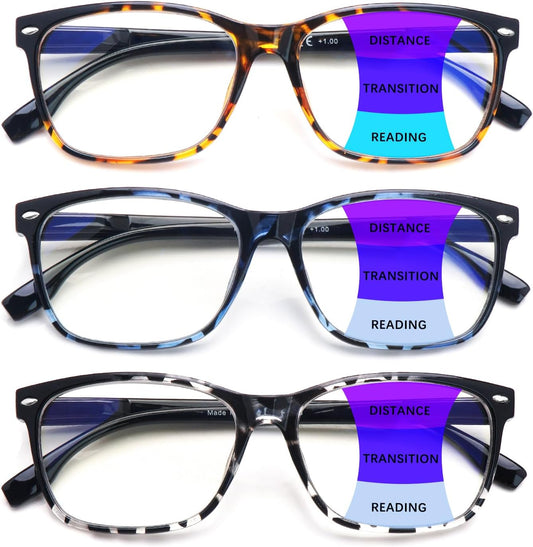 CLASAGA Progressive Multifocus Reading Glasses for Women, Pattern Print Blue Light Block Stylish Ladies Computer Readers