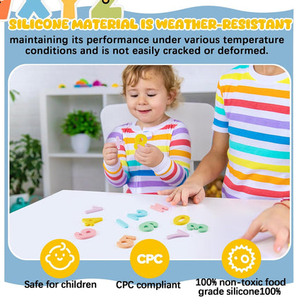 VioraWhite 26 Pcs Food Grade Silicone Magnet (Sealed Magnet, Cpc Certified) Magnetic Toddler Fridge Bulk ABC Educational Learning Toy for Kid Baby Girl Boy Gift(Greenery Color,Letter)