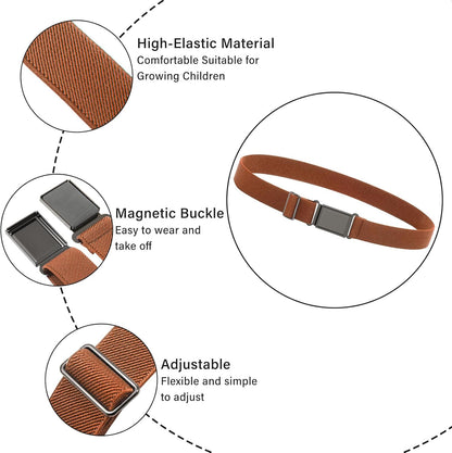AWAYTR 3 PCS Kids Adjustable Magnetic Belts - Easy to Use Magnetic Buckle Belt for Boys and Girls