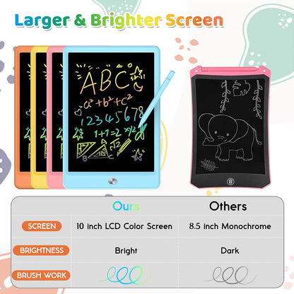 ORSEN LCD Writing Tablet 10 Inch, Colorful Doodle Board Drawing Pad for Kids, Toddler Toys for 3 4 5 6 7 8 Year Old Girls Boys Gifts (Pink)