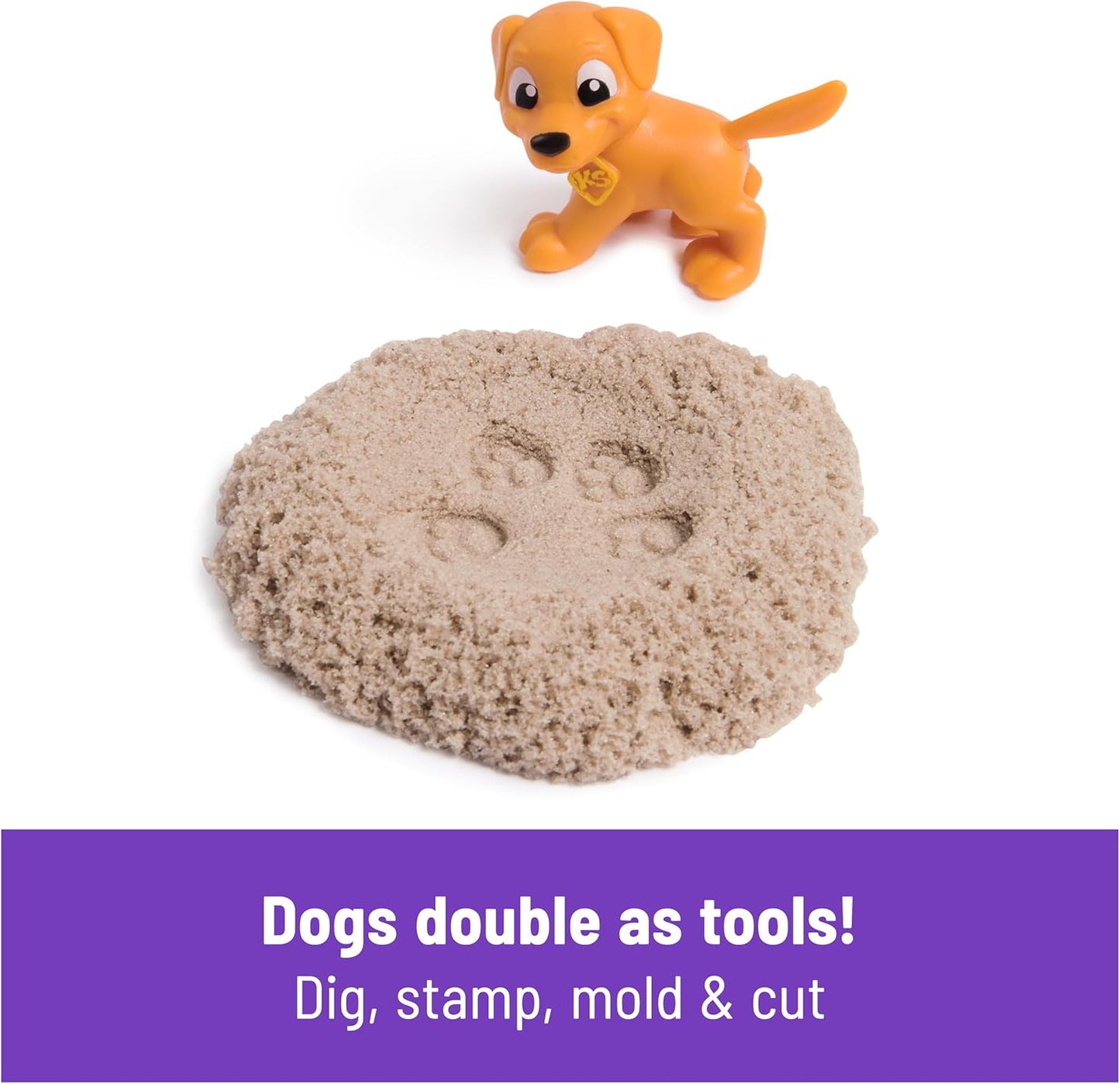 Kinetic Sand, Puppies Playground, 680 g Sand, 3 Multi-Purpose Dog Accessories, 2 Sand Tools, Comfortable Carrying Case, Toys for Children and Girls, 3+ Years Old