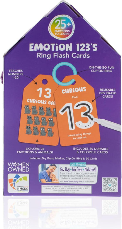 Open The Joy Dry Erase Number & Emotion Flash Cards for Kids – 123 Counting & Feelings Learning Set, Reusable Preschool Math & SEL Toys, Tracing & Writing Practice Ages 3+