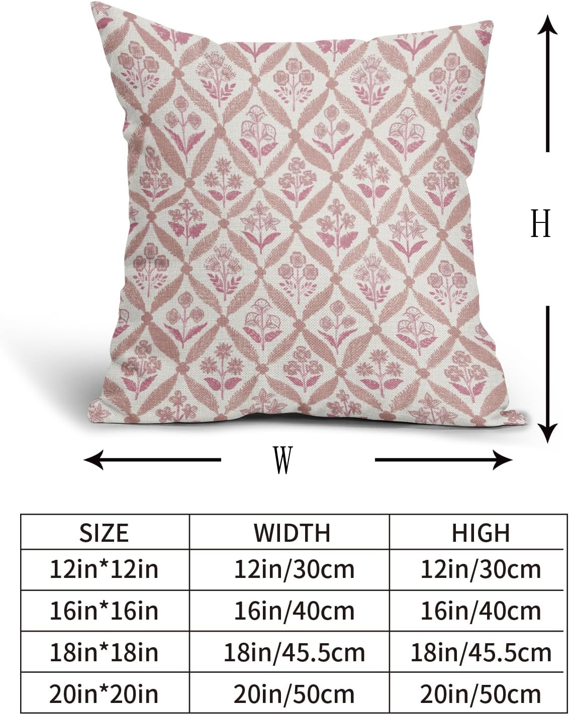 Blue Green Floral Block Print Pillow Covers 12X20 Set of 2, Flower Pattern Spring Summer Print Decorative Throw Pillow Covers Outdoor Farmhouse Seasonal Cushion Case Couch Sofa Bed Decor