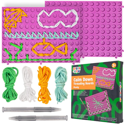 SPARK & WOW Calm Down Threading Boards | Set of 2 | Sensory Activity Board | Autism Toys for Play Therapy | ADHD Toys for Sensory Play
