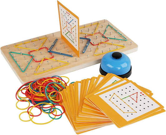 Montessori Geoboard with Rubber Bands | 2-Player Educational Board Game for Kids Ages 3-8 | STEM Math Manipulatives & Fine Motor Skills Toys | Sensory Learning Activity for Preschool, Kindergarten