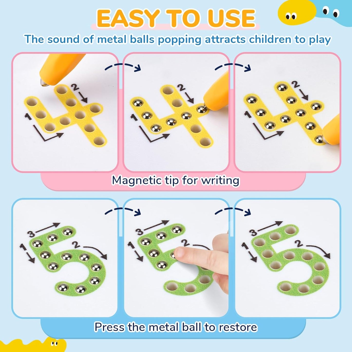 JoyCat Magnetic Letter Tracing Board, 2-in-1 Double-Sided ABC Magnets for Kids Ages 3-5, Uppercase & Lowercase Letter Writing Practice - Preschool Learning Toys, Road Trip Car Activities for Toddlers