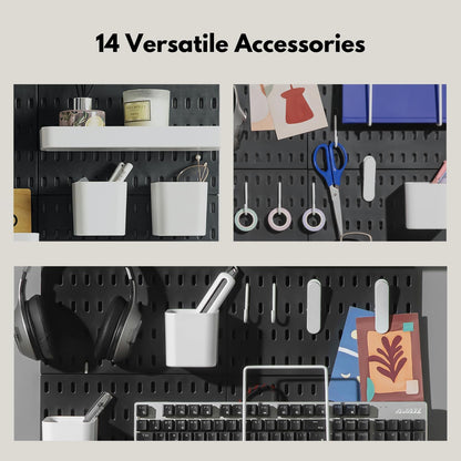 Keepo Peg Board Wall Organizer – Plastic Pegboard Panels, Modular Peg Board Storage System for Home Office, Craft Room, Gaming Setup (White, 33″×22″)