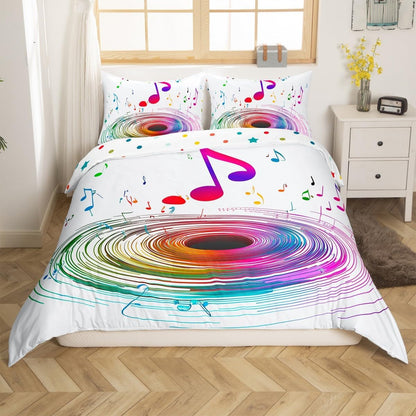 Drum Kit Comforter Cover Abstract Musical Instruments Bedding Set for Kids Boys Teens,Pop Music Duvet Cover Modern Rock Quilt Cover, Teal Laser Light Bedroom Decor Twin Size Blue Green Black